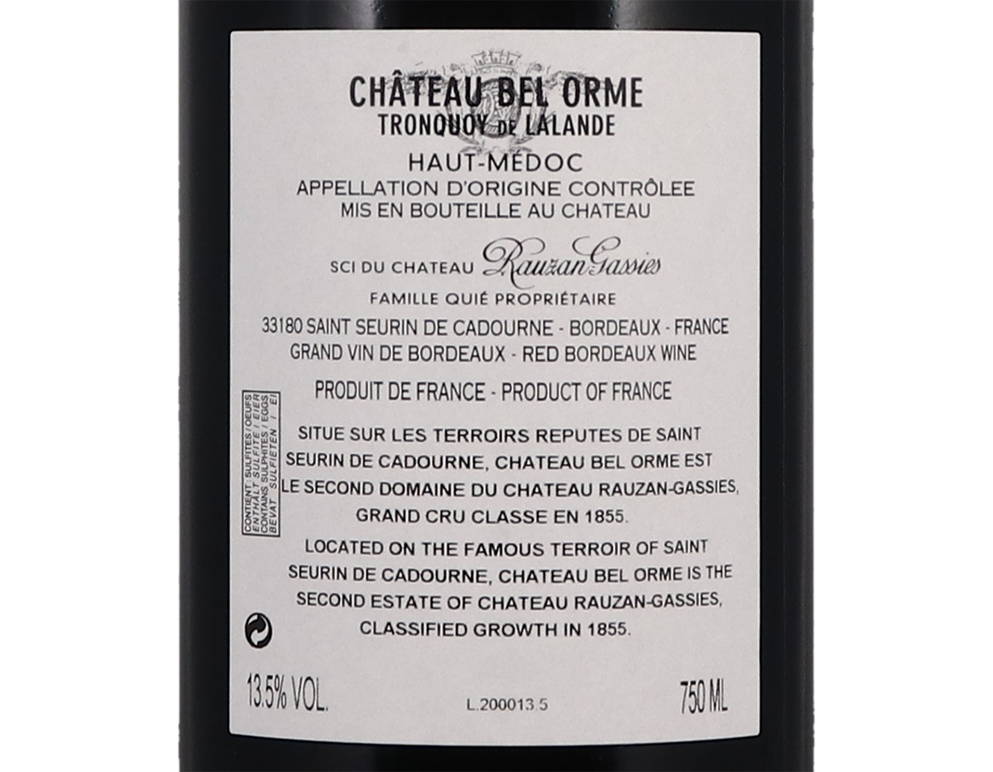 Ch Bel Orme Tronquoy de Lalande Haut-Medoc 2014