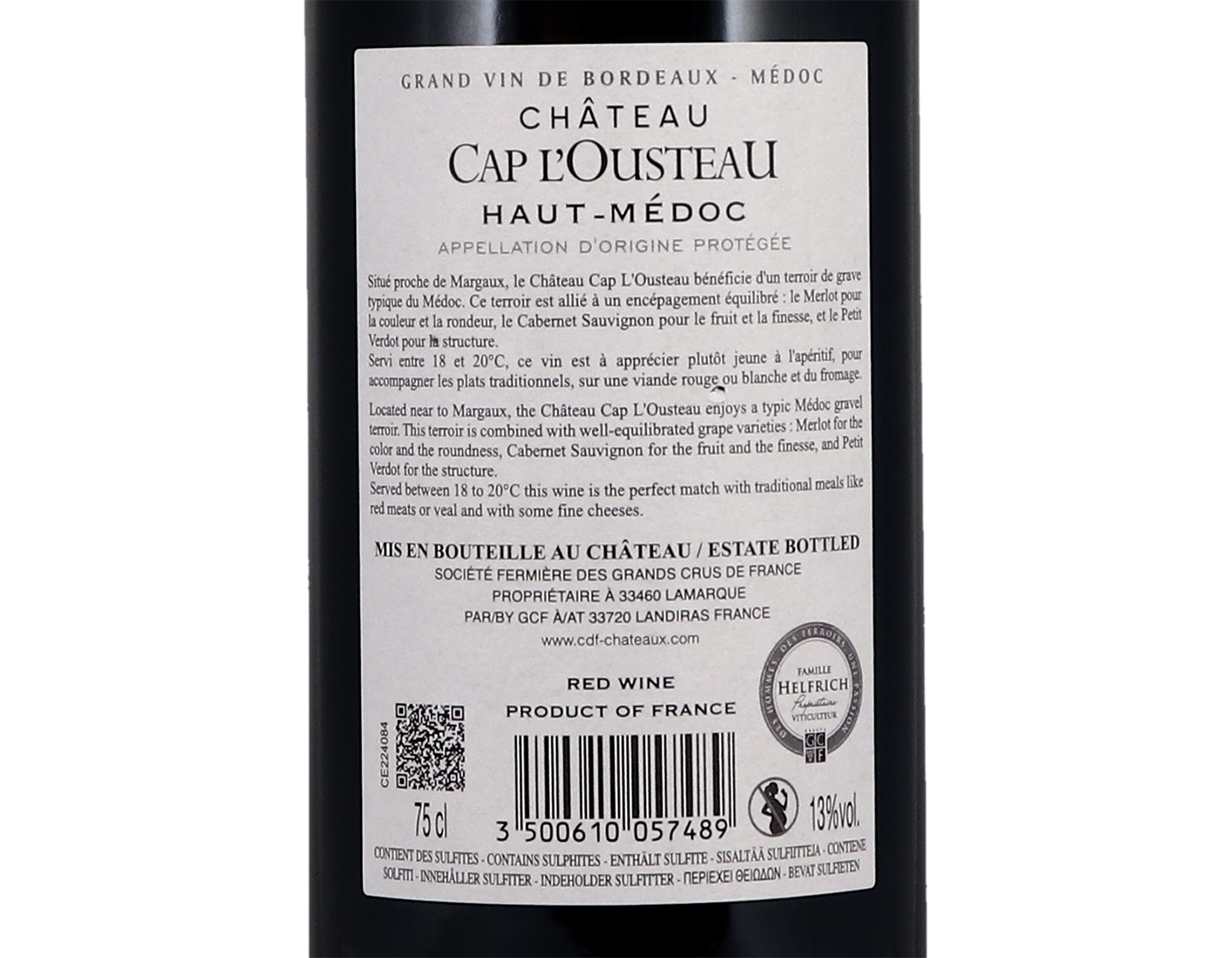 Château Cap L'Ousteau, Haut-Médoc 2019