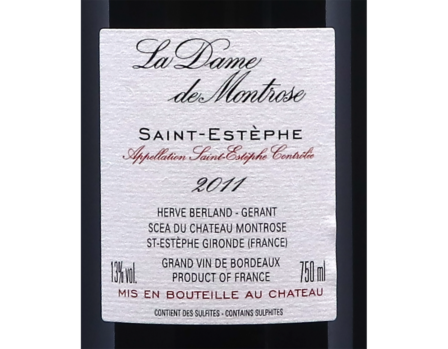 Dame de Montrose Saint Estephe 2011