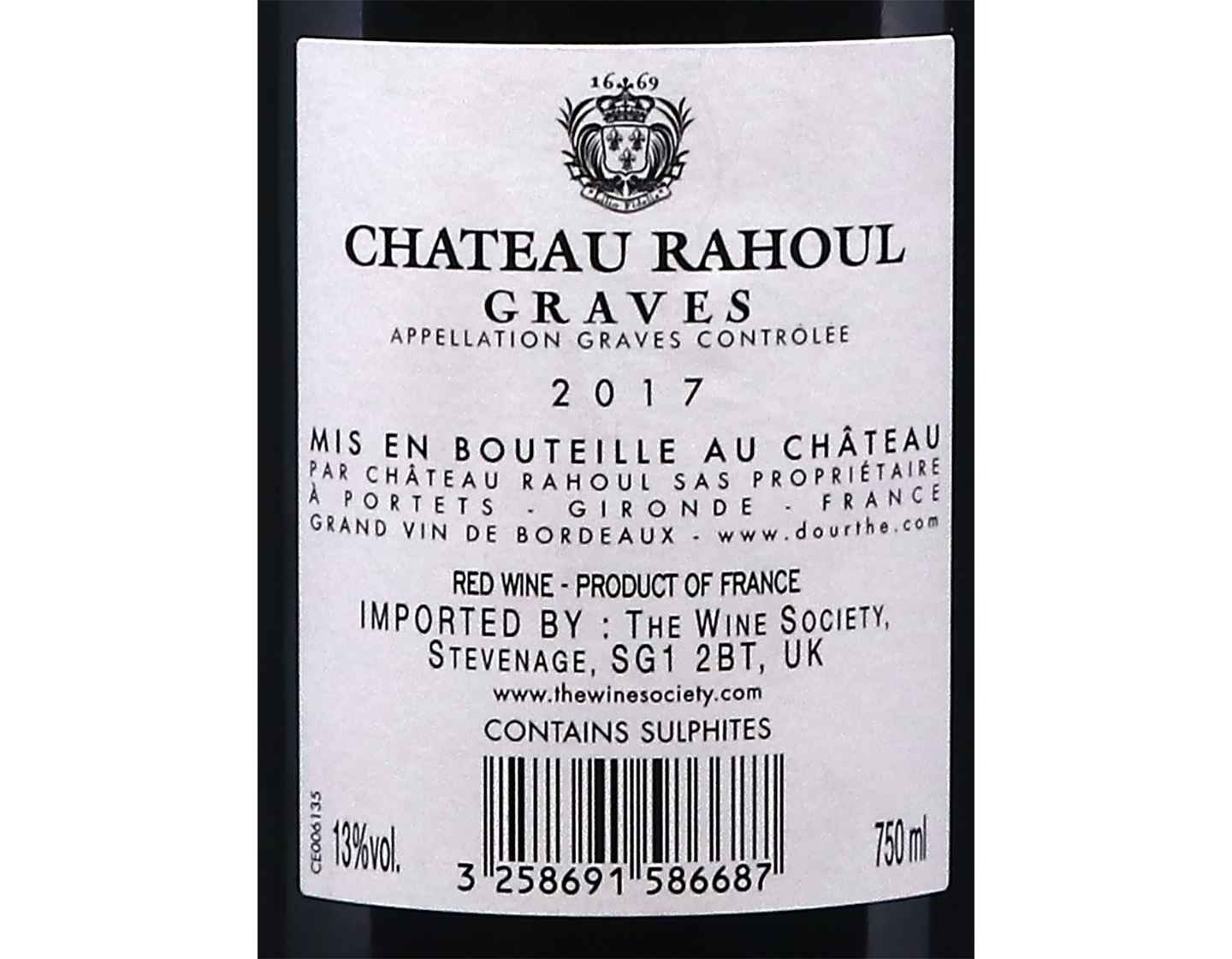 Chateau Rahoul Rouge,Graves 2017