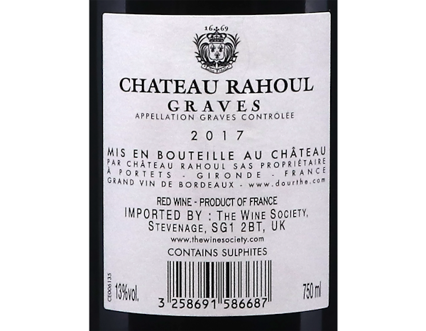 Château Rahoul Rouge, Graves 2017