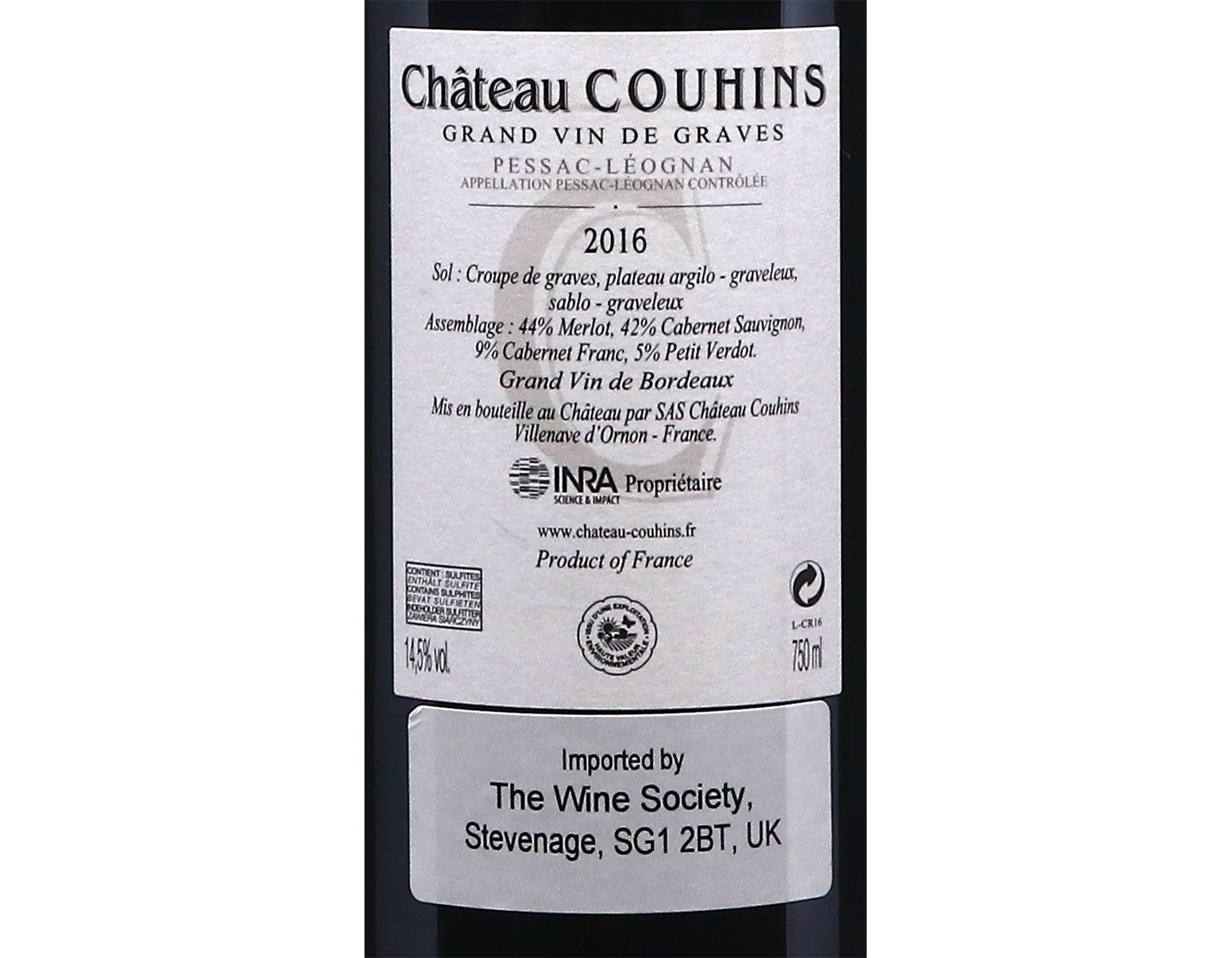Chateau Couhins Rouge Pessac Leognan 2016