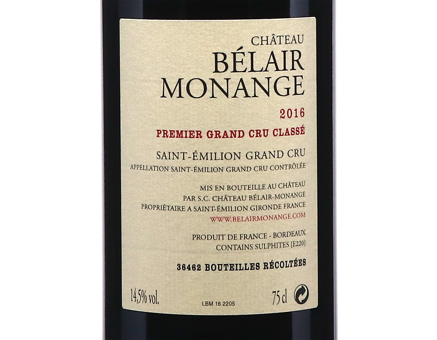 Ch Belair Monange St Emilion 2016