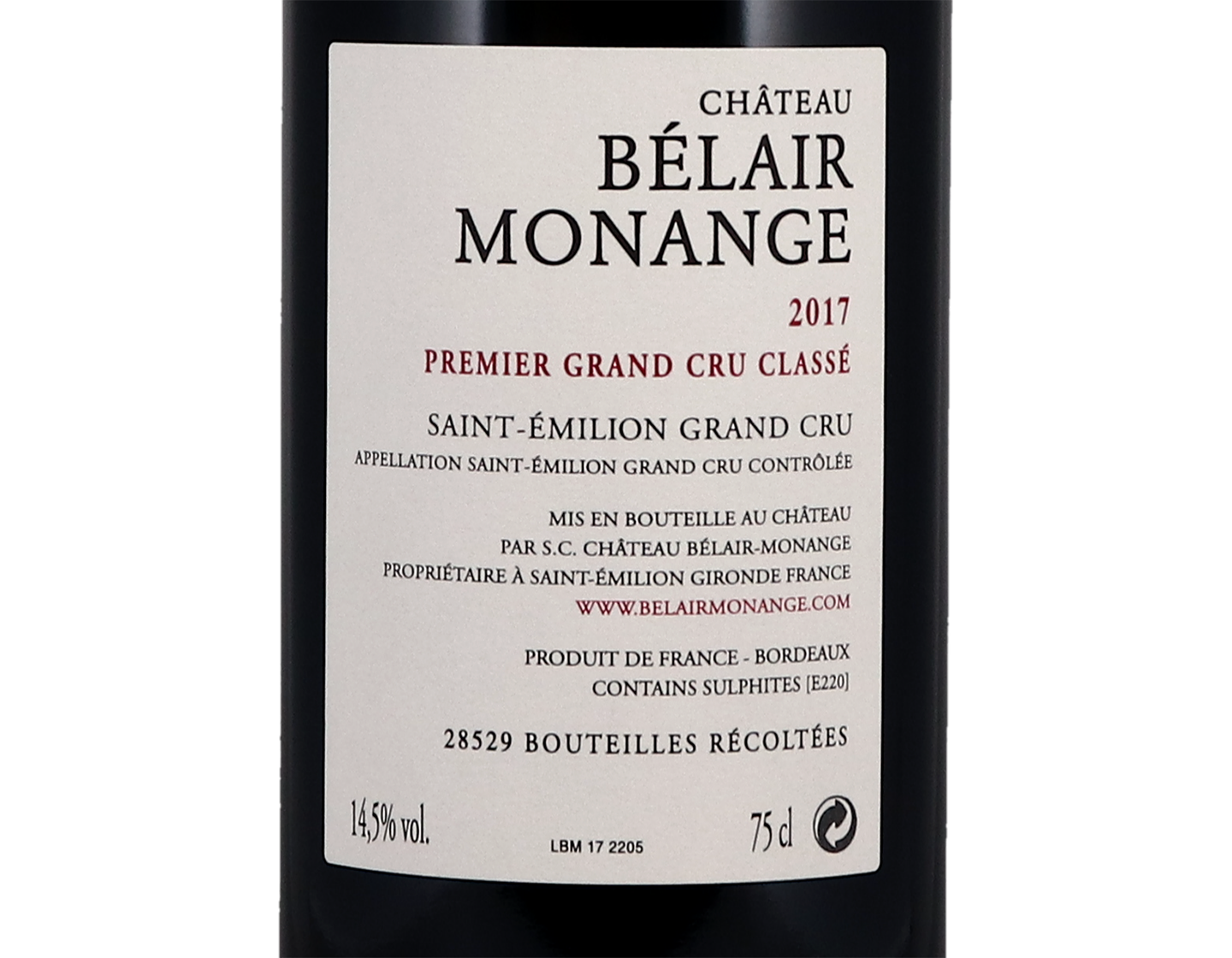 Ch Belair Monange St Emilion 2017