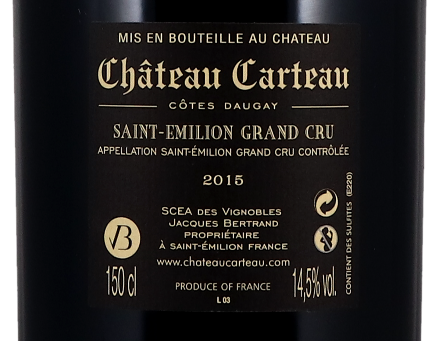 Ch Carteau Cotes Daugay Saint Emilion 2015 Magnums