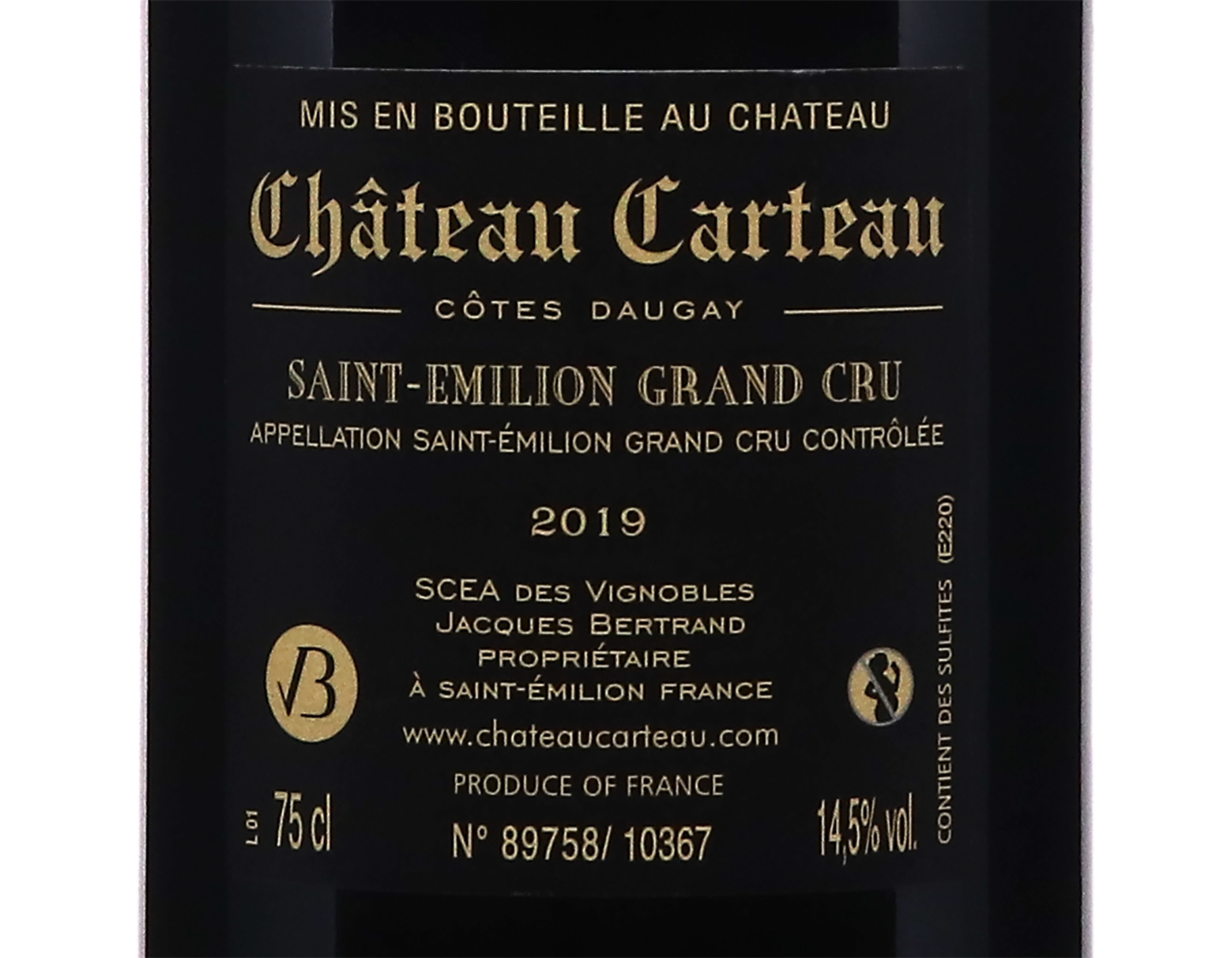 Ch Carteau Cotes Daugay Saint Emilion 2019