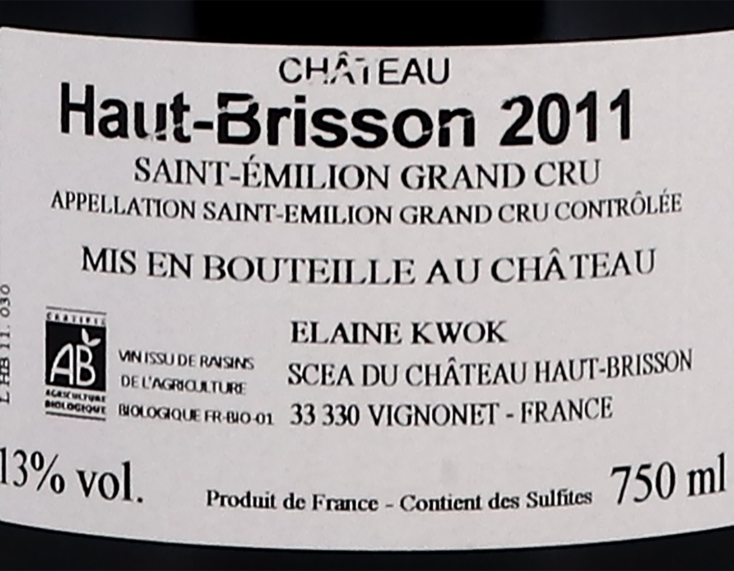Ch Haut Brisson Saint-Emilion 2011