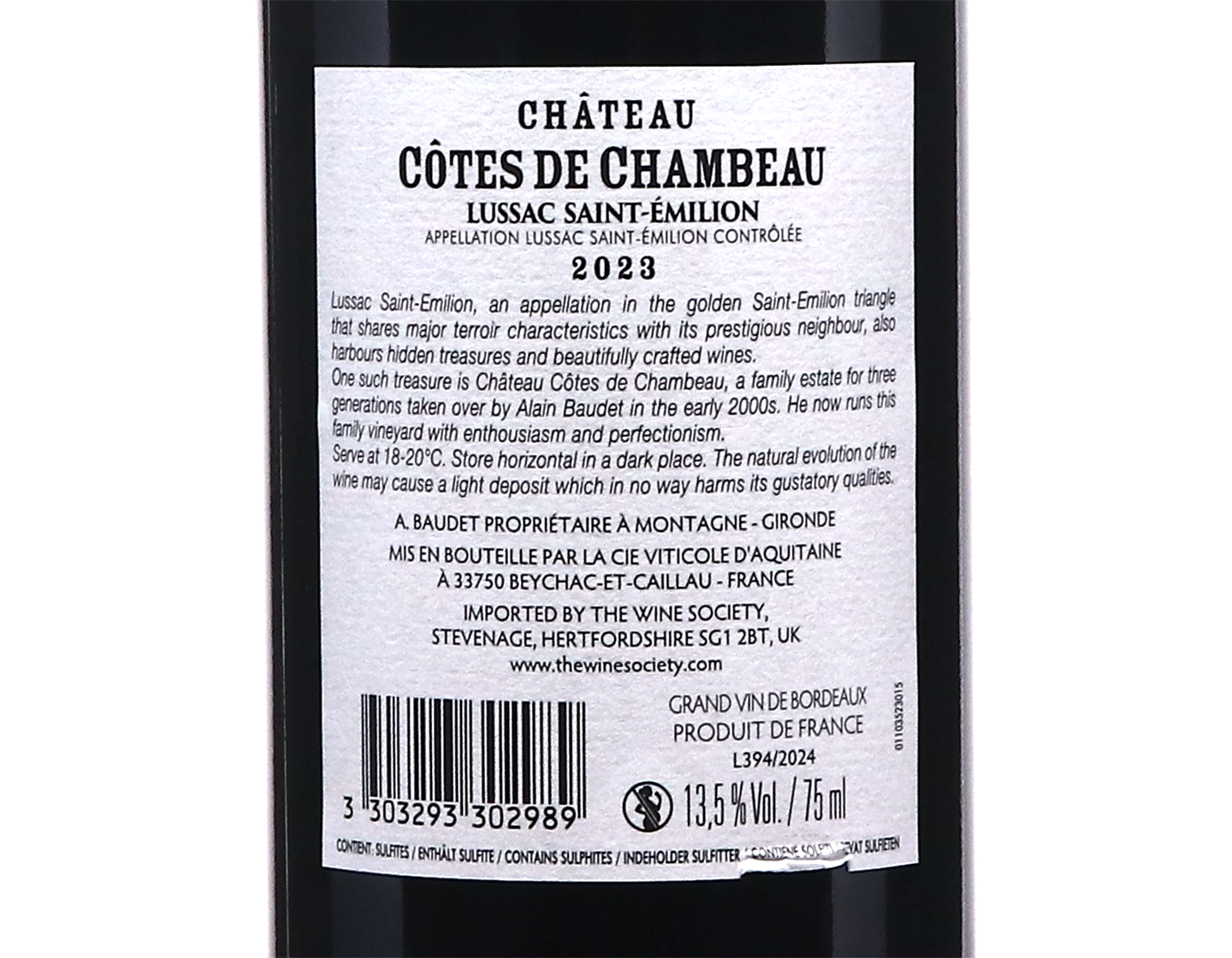 Château Côtes de Chambeau, Lussac Saint-Emilion 2023