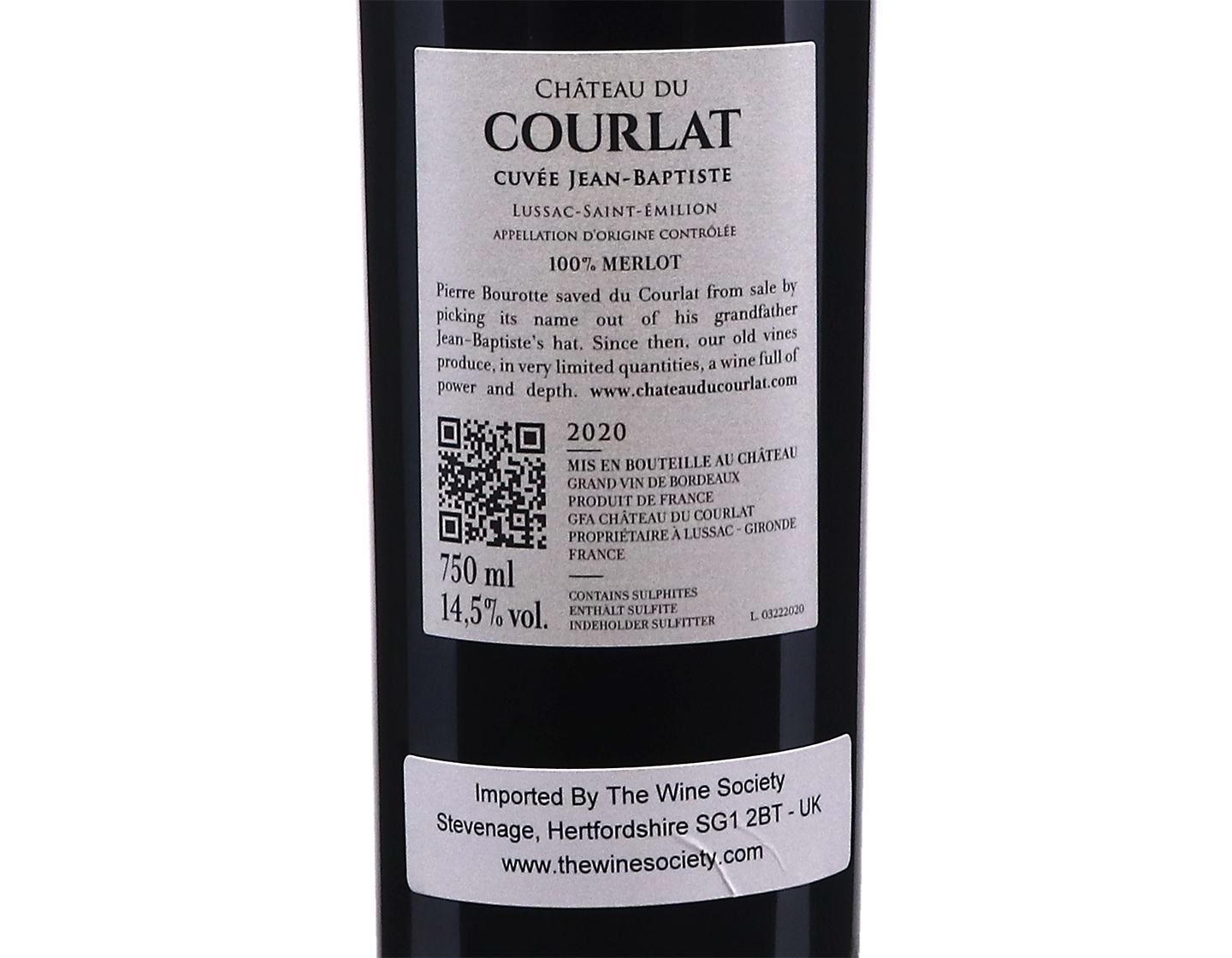 Ch du Courlat Cuvee Jean Baptiste Lussac St Emilion 2020
