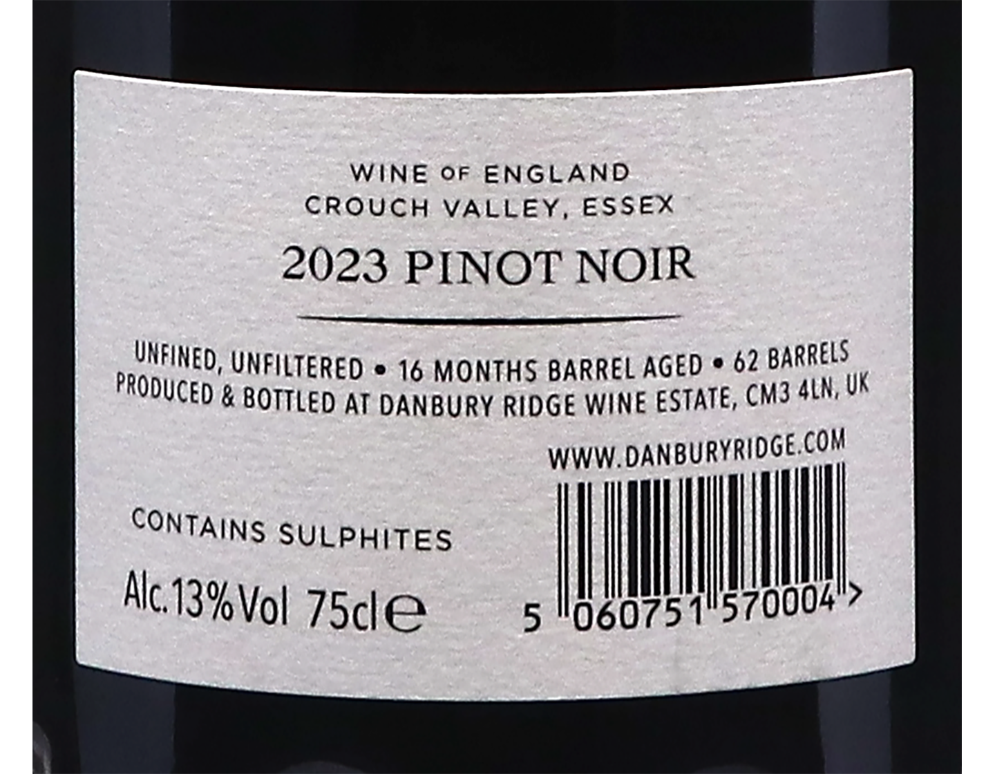 Pinot Noir, Danbury Ridge, Essex 2023