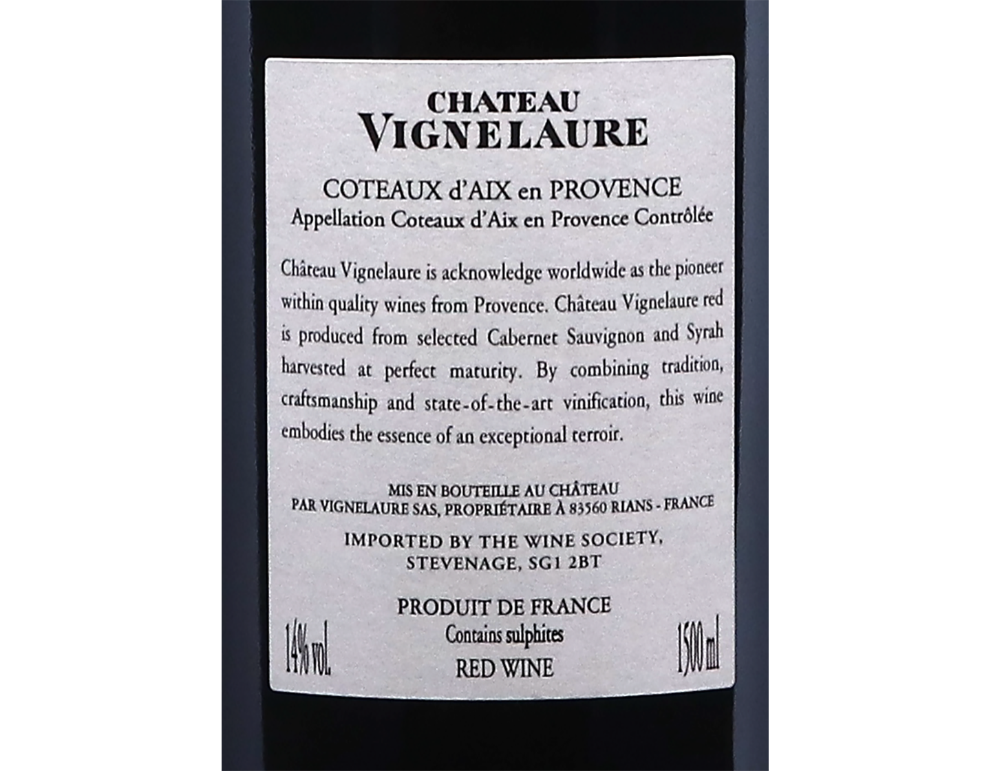 Magnums of Coteaux d Aix en Provence Chateau Vignelaure 2011