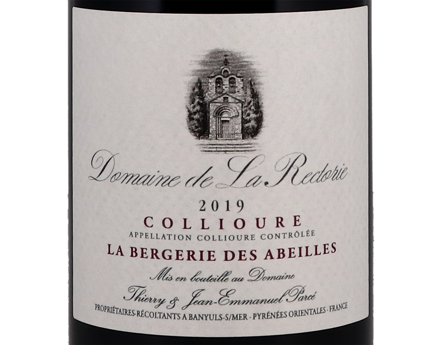 Collioure Rouge la Bergerie des Abeilles Domaine de la Rectorie 2019