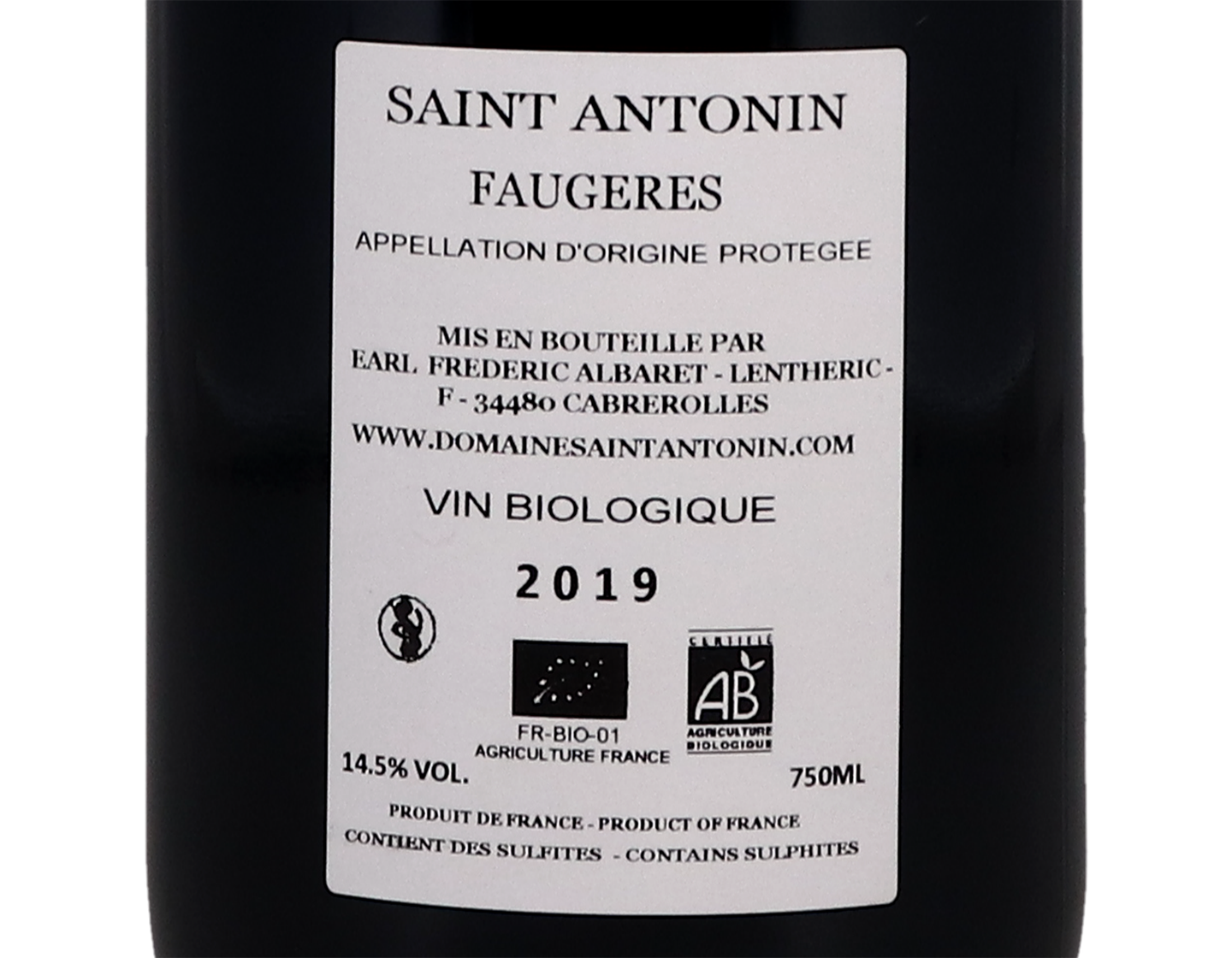 Faugeres Lou Cazalet Domaine Saint Antonin 2019 ORGANIC