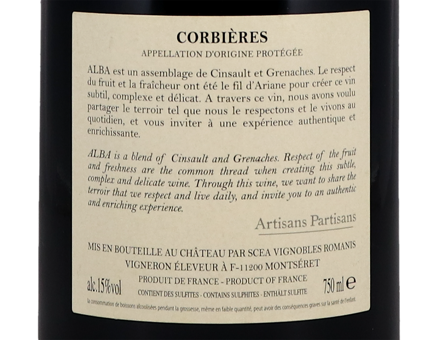 Corbieres Rouge Alba Chateau Ollieux Romanis 2017