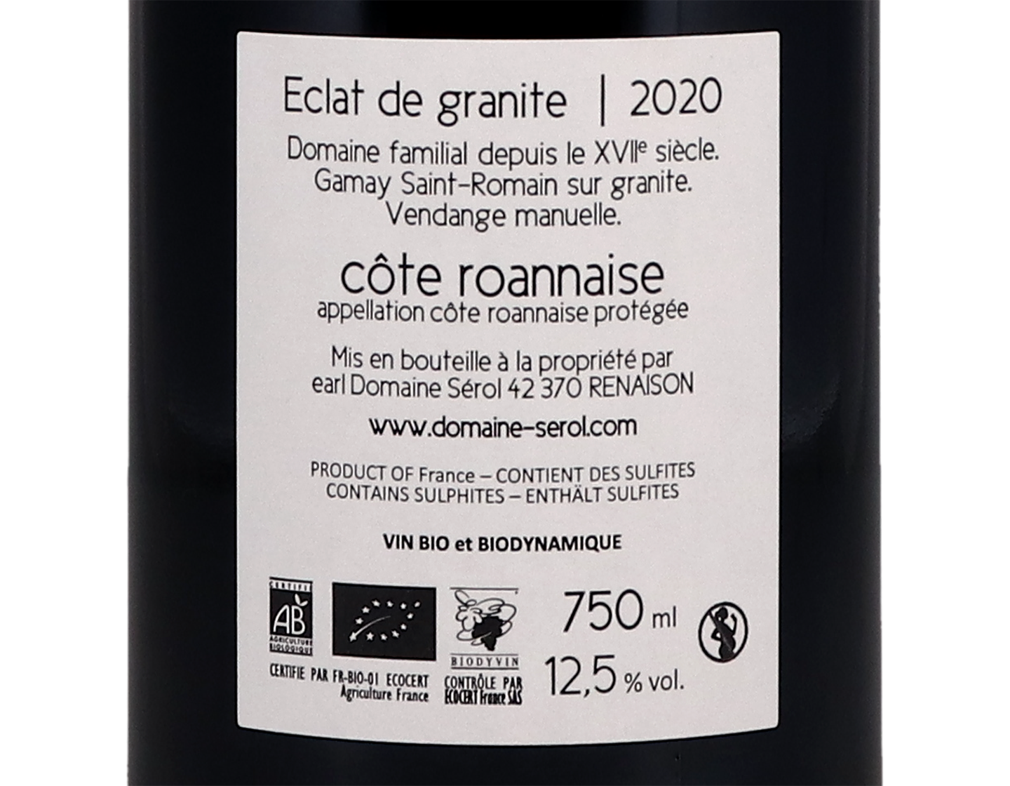 Côte Roannaise Éclat de Granite, Domaine Sérol 2020