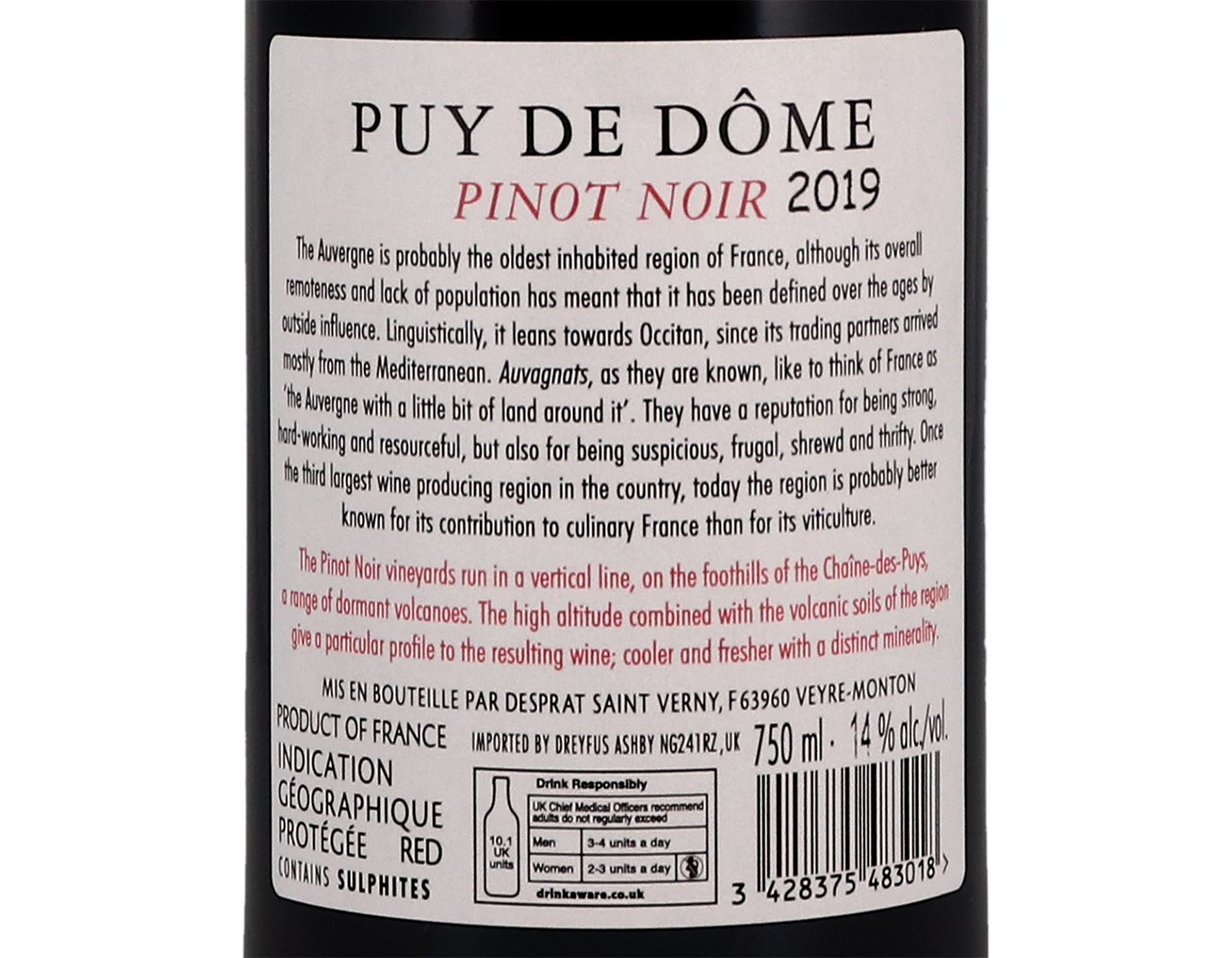 Pinot Noir, Puy de Dôme, Cave Saint-Verny 2019