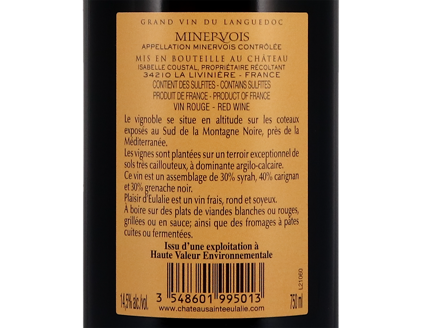 Minervois Chateau Sainte Eulalie Plasir D Eulalie 2020