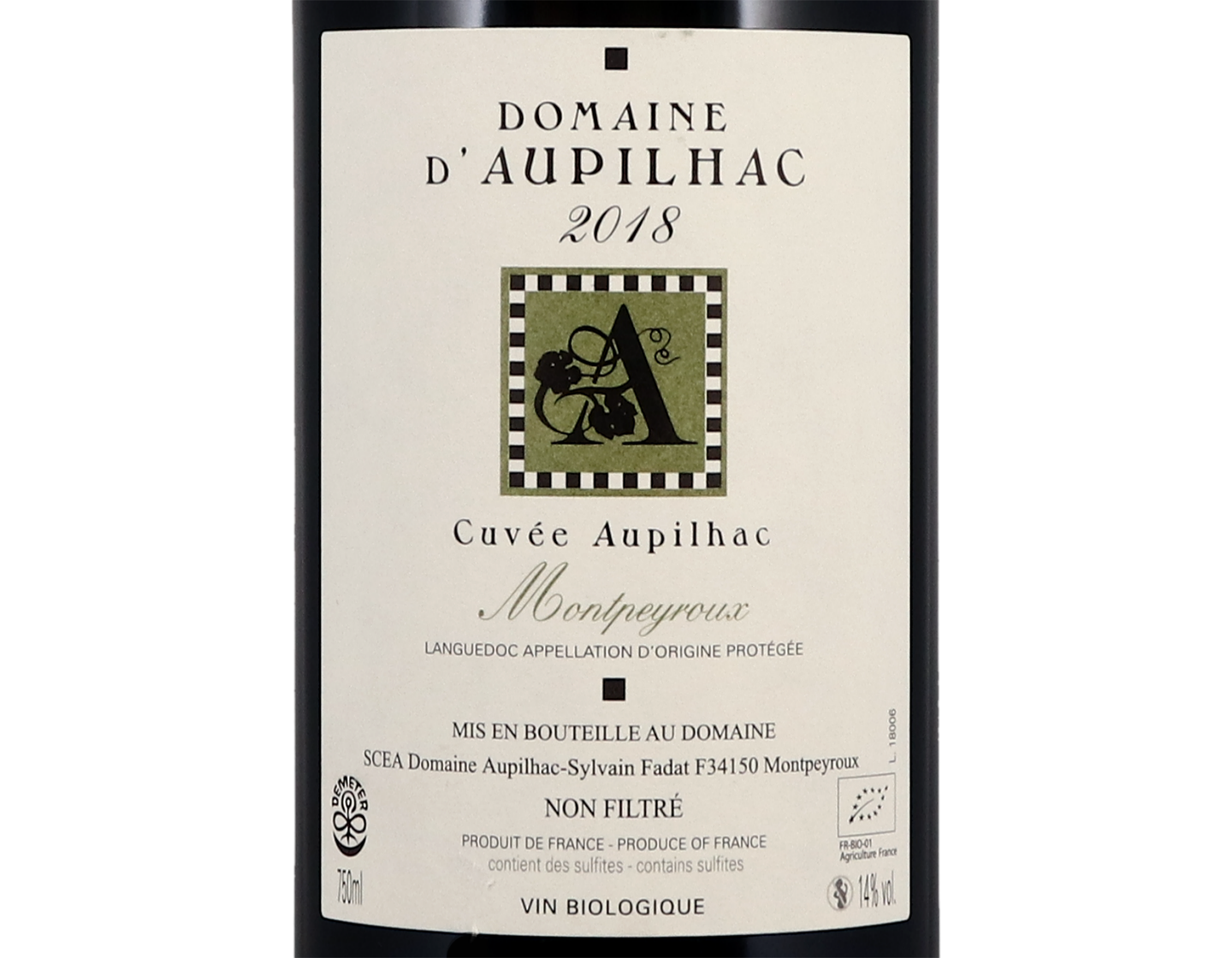 Montpeyroux Domaine Aupilhac 2018 ORGANIC