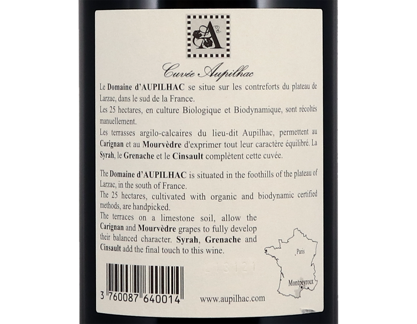 Montpeyroux Domaine Aupilhac 2018 ORGANIC