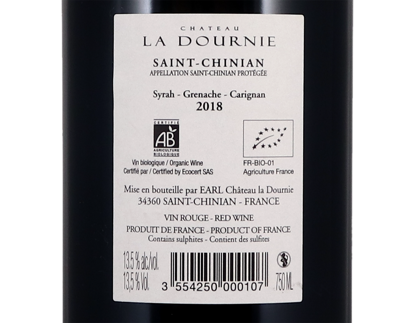 Saint Chinian Chateau la Dournie 2018 ORGANIC