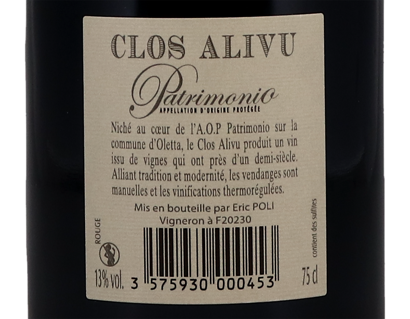 Patrimonio Rouge Clos Alivu 2019