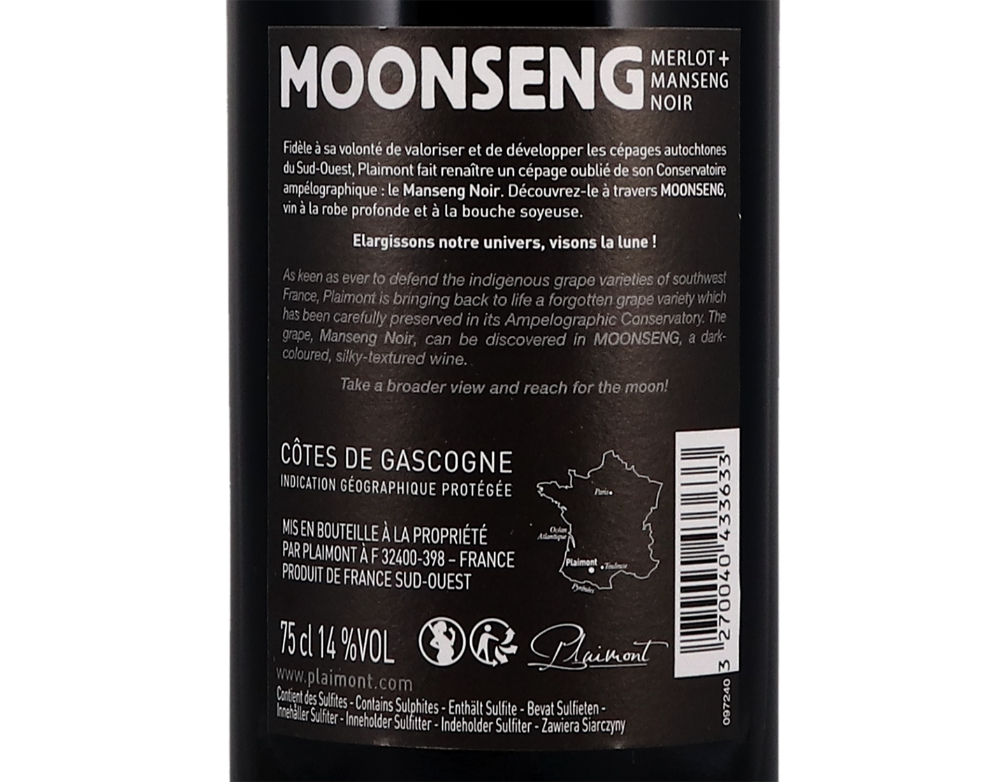 Moonseng Merlot Manseng Noir, Côtes de Gascogne, Plaimont 2020