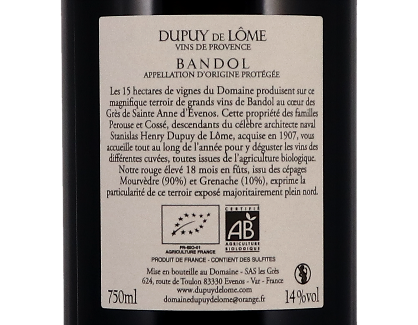 Bandol, Domaine Dupuy de Lôme 2019