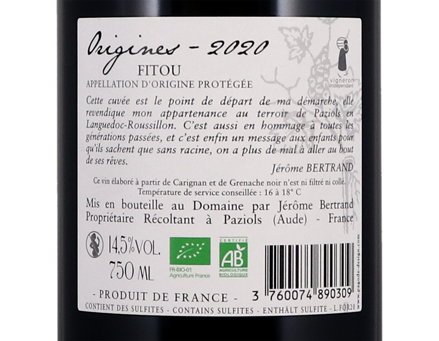 Fitou Origines, Domaine Bertrand-Bergé 2020