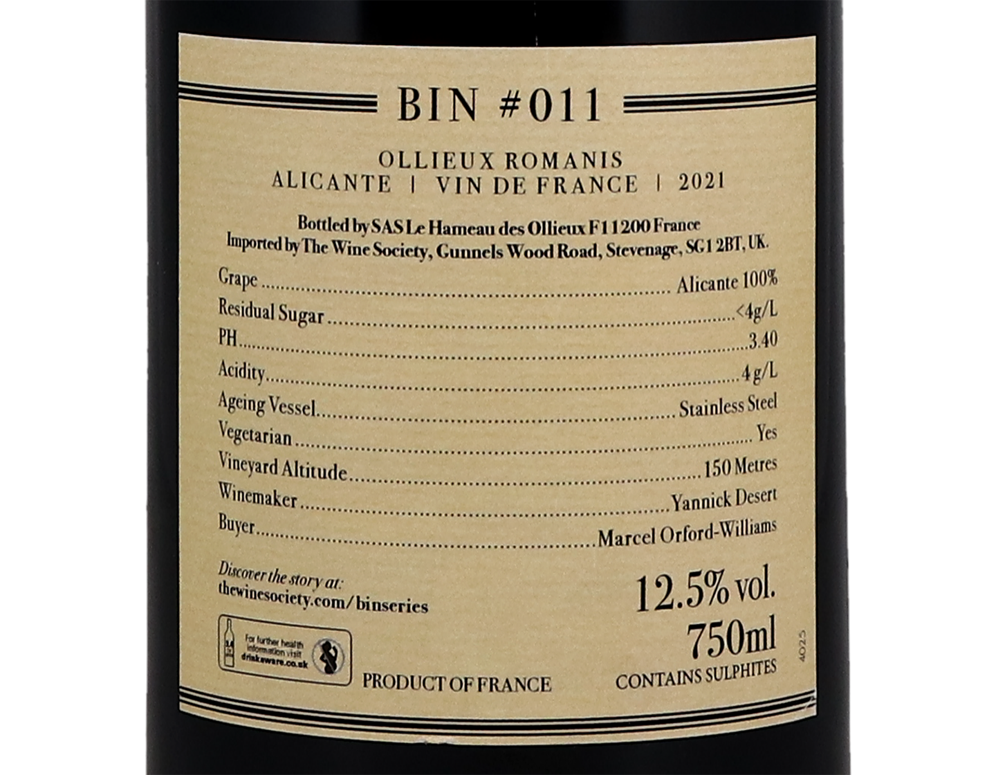 Bin #011 Vin de France Alicante 2021