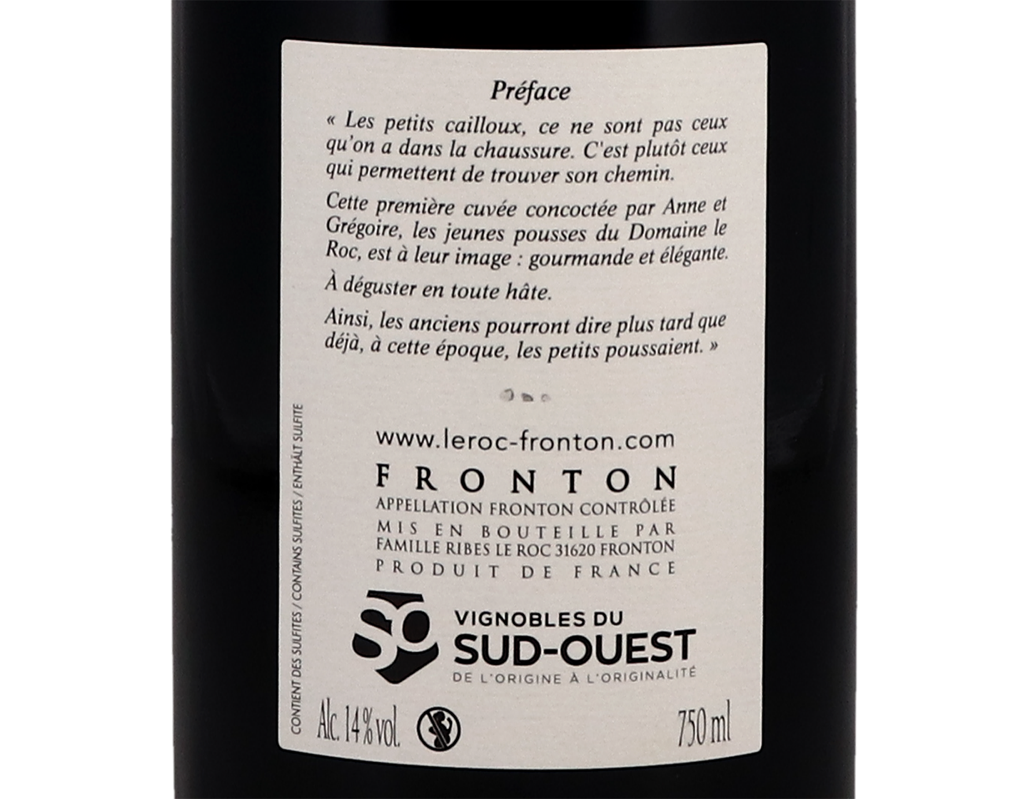 Fronton Les Petits Cailloux Domaine le Roc 2019