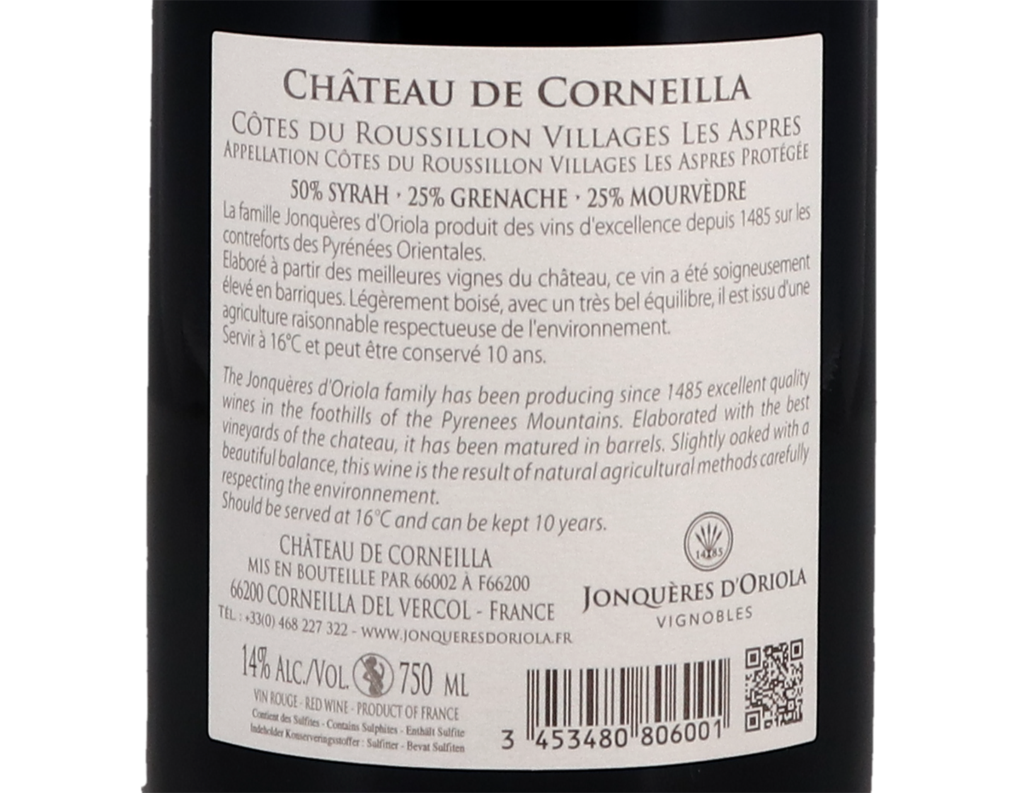Cotes du Roussillon les Aspres Cavalcade Chateau de Corneilla 2019