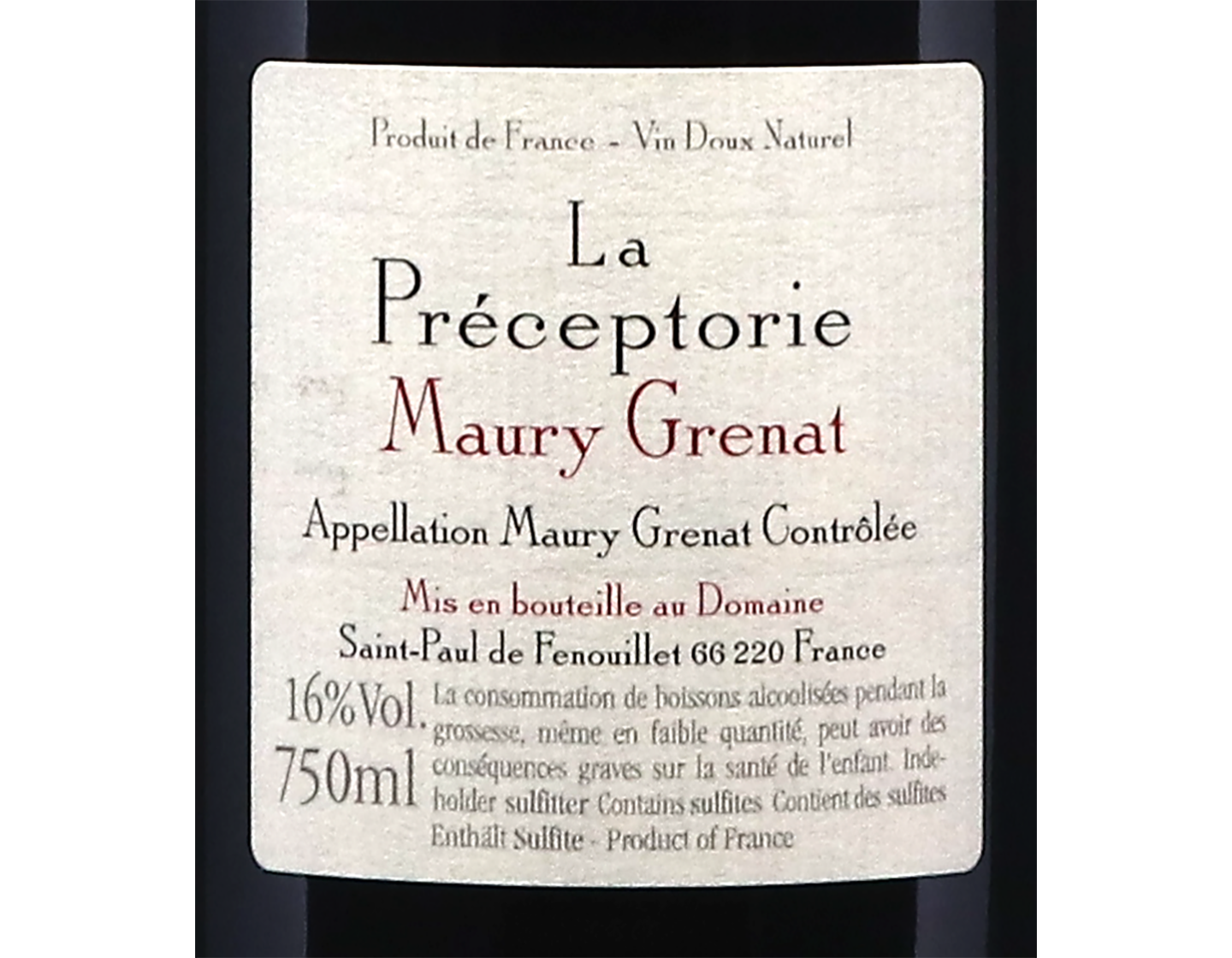 Maury Grenat Cuvee Aurelie Parce Freres 2021