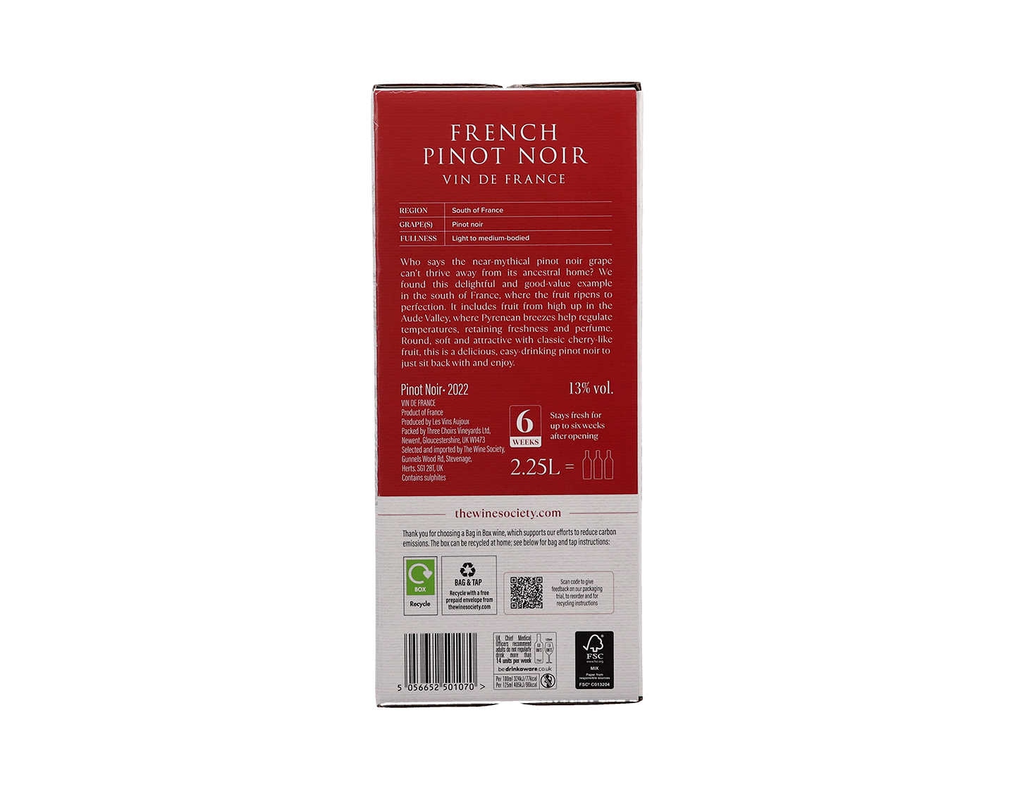 2.25 Litre Box of The Society's French Pinot Noir 2022