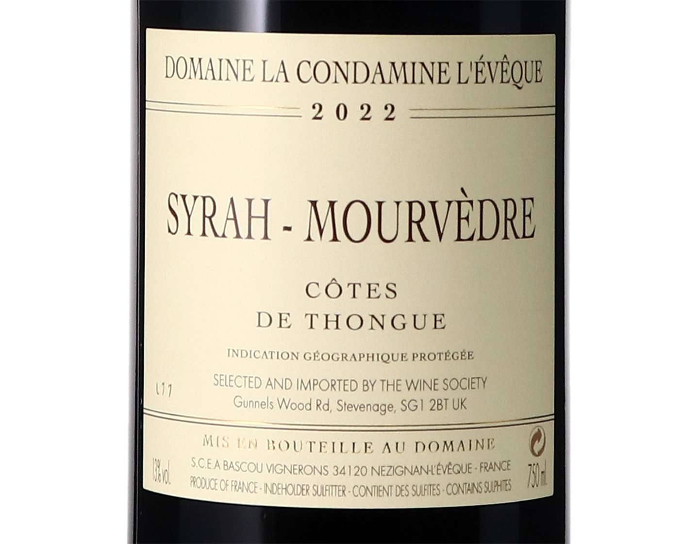Dom Condamine L Eveque Cotes de Thongue Syrah Mourvedre 2022