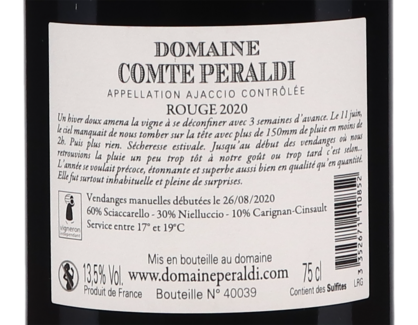 Ajaccio Rouge Domaine Comte de Peraldi 2020