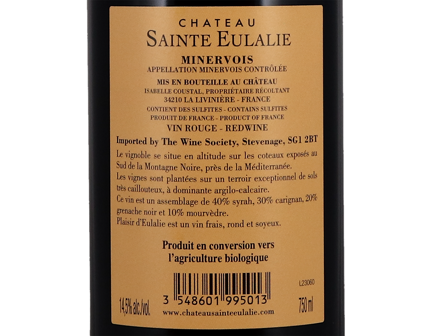 Minervois Chateau Sainte Eulalie Plasir D Eulalie 2022