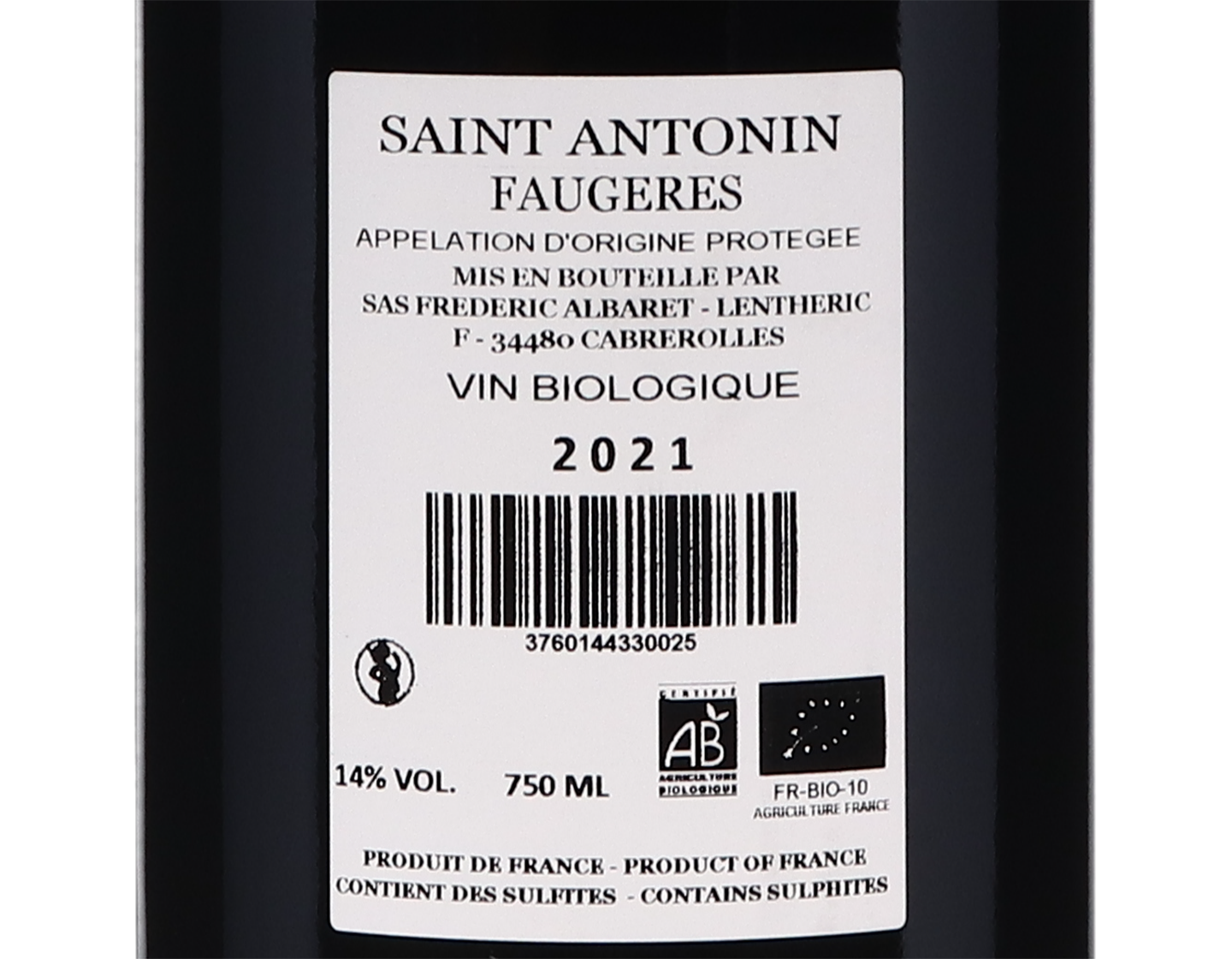 Faugeres Lou Cazalet Domaine Saint Antonin 2021 ORGANIC