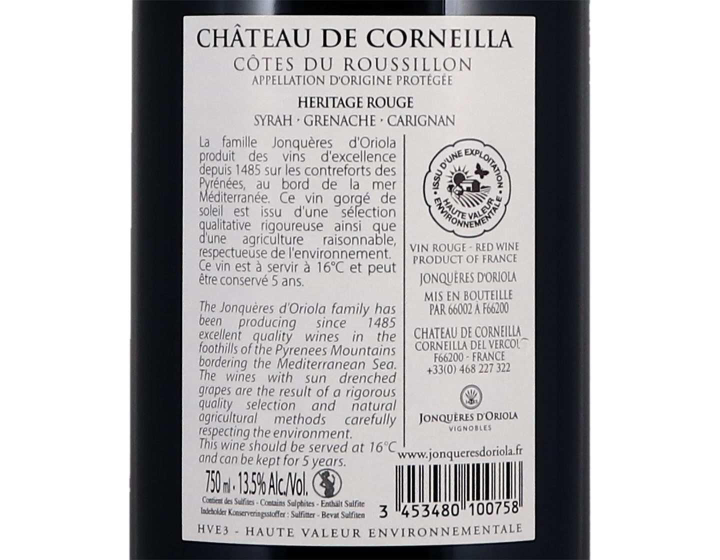 Cotes du Roussillon Heritage Rouge Chateau de Corneilla 2021