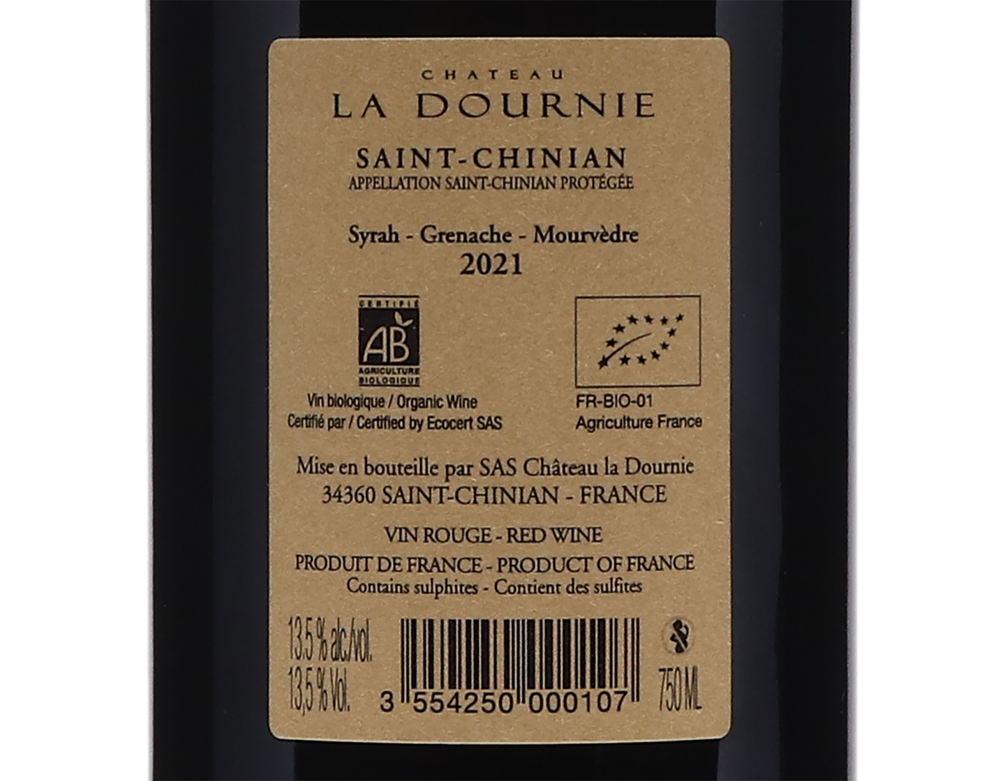 Saint Chinian Chateau la Dournie 2021 ORGANIC