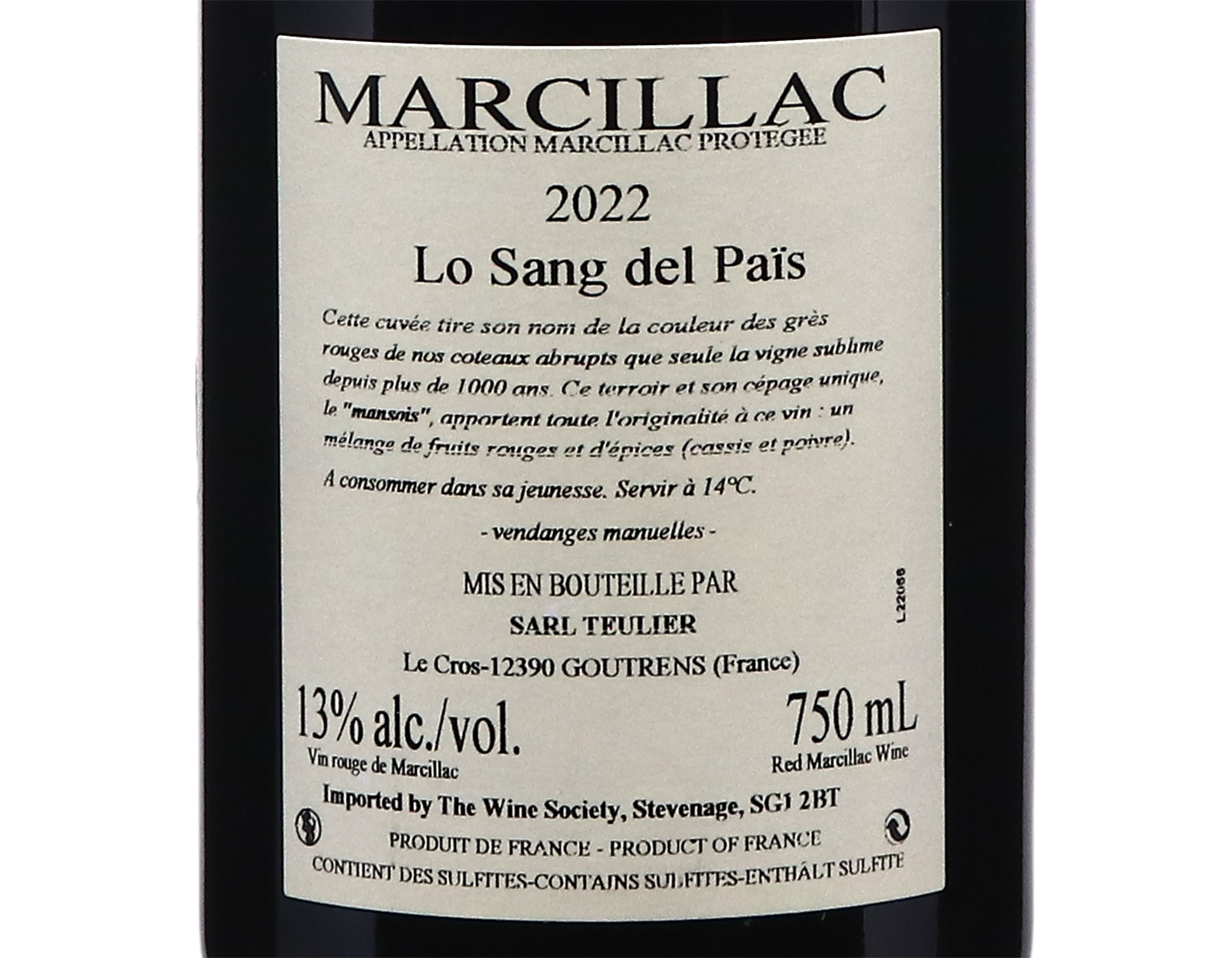 Marcillac Lo Sang del Pais Domaine du Cros 2022