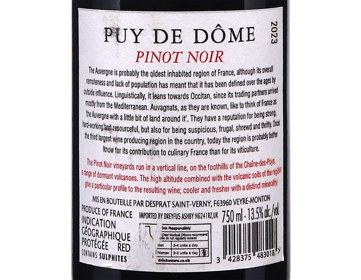 Pinot Noir Puy de Dome Cave Saint Verny 2023