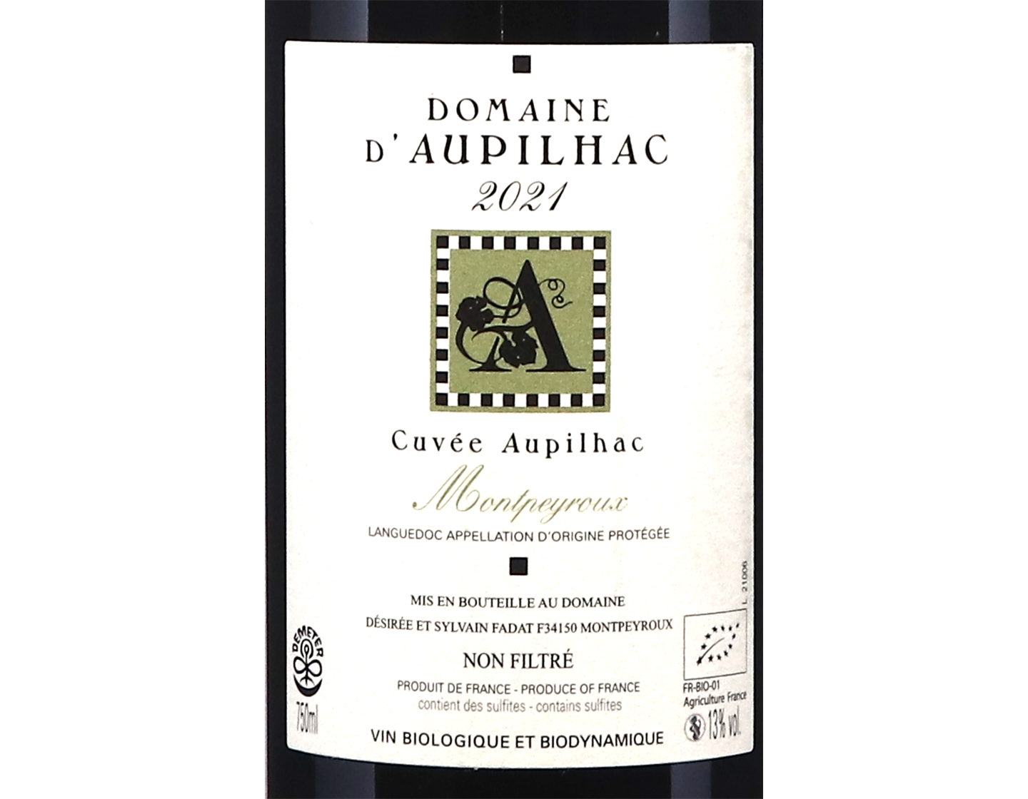 Montpeyroux Domaine Aupilhac 2021 ORGANIC