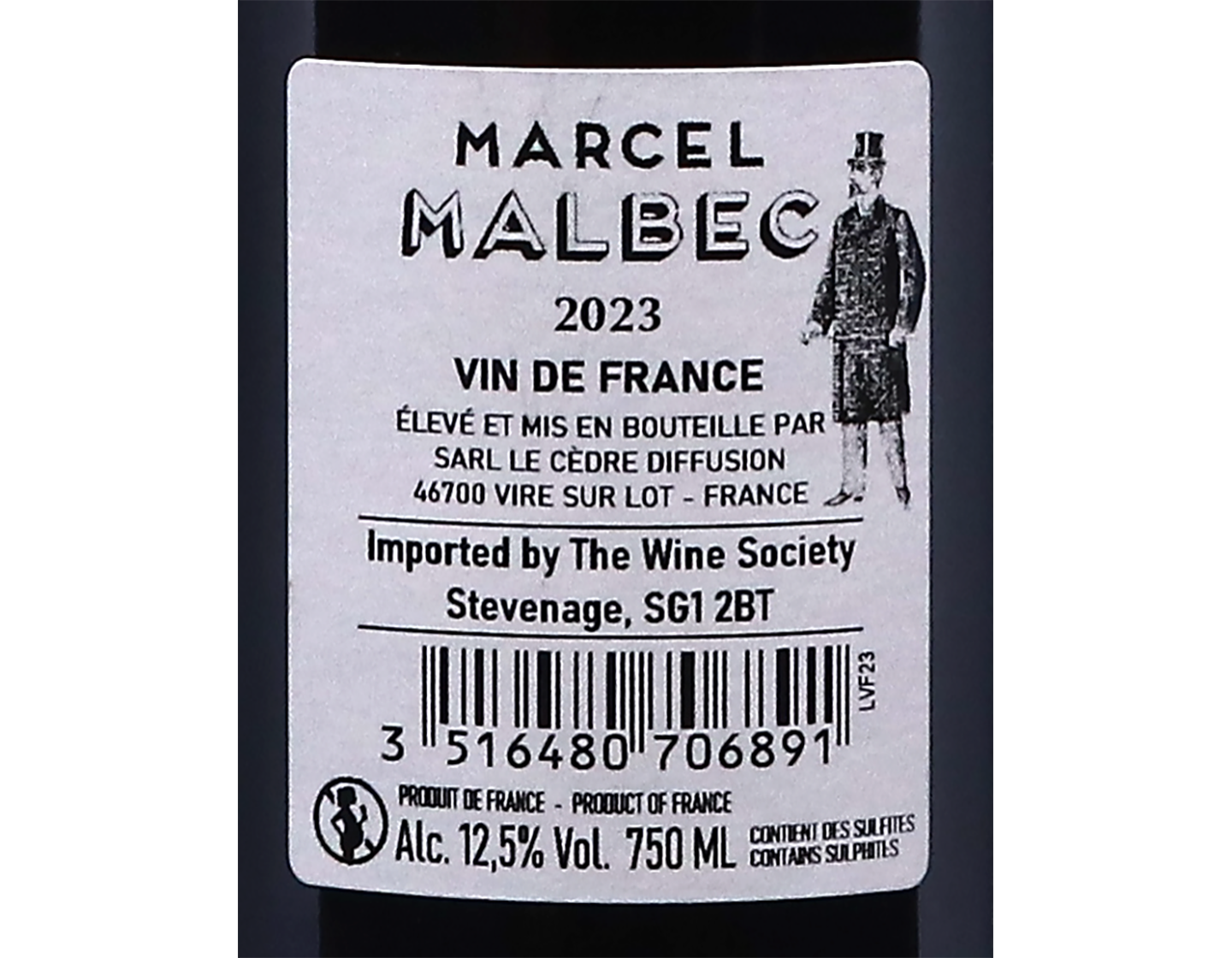 Marcel Malbec, du Cèdre, Vin de France 2023