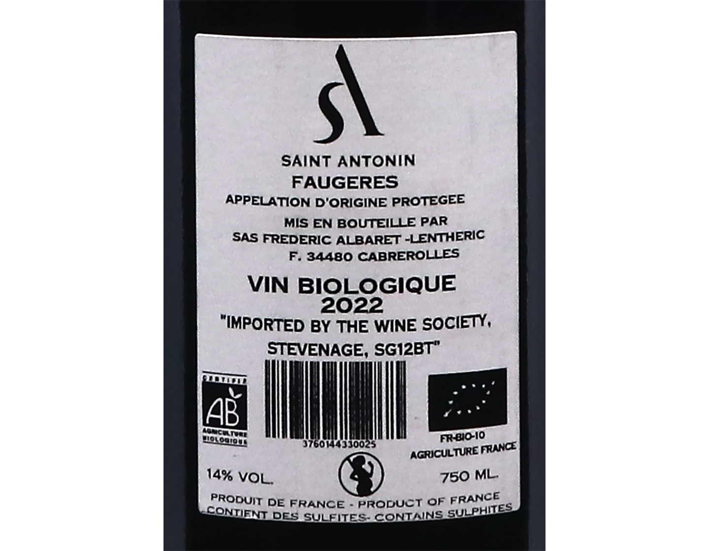 Faugeres Lou Cazalet Domaine Saint Antonin 2022 ORGANIC