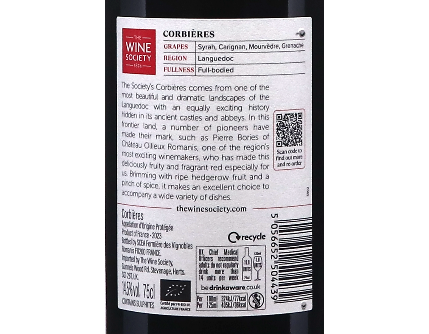 The Society's Corbieres 2023 ORGANIC