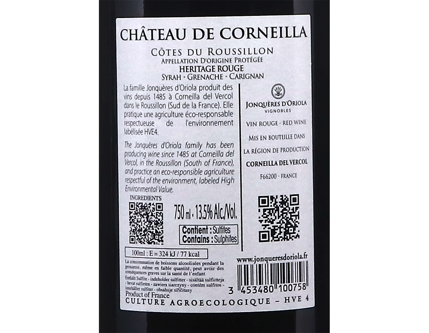 Cotes du Roussillon Heritage Rouge Chateau de Corneilla 2023