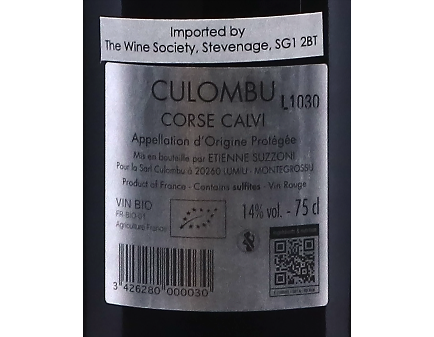Corse Calvi Clos Culombu Rouge 2024 ORGANIC
