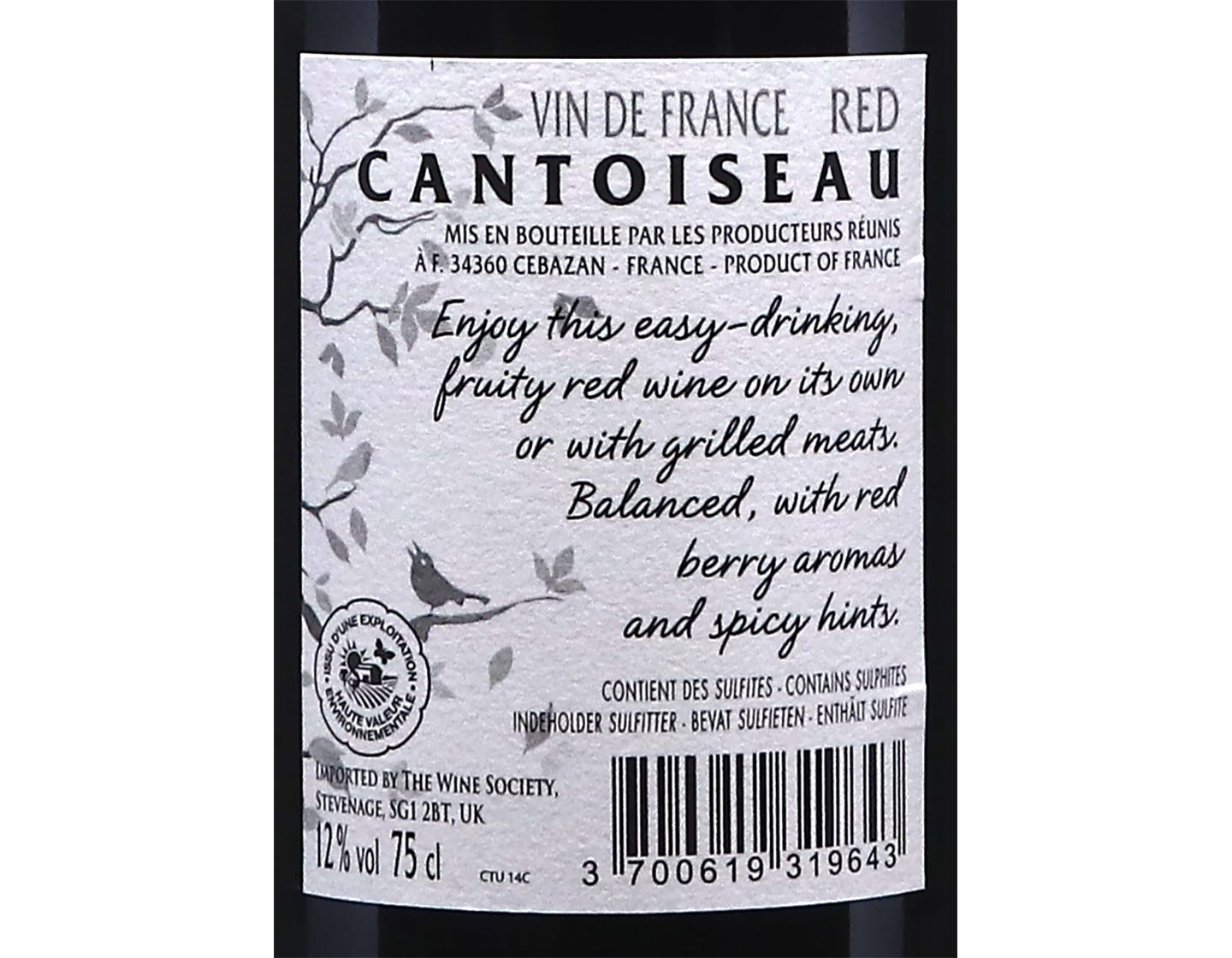 Cantoiseau Rouge, Vin de France 2025