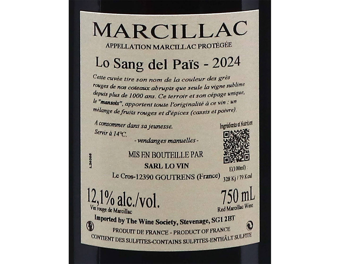 Marcillac Lo Sang del Pais Domaine du Cros 2024