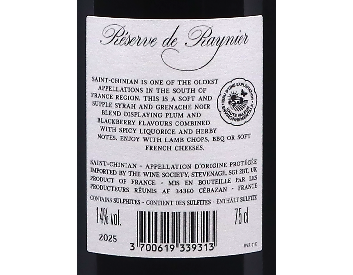 Saint Chinian Reserve de Raynier 2025